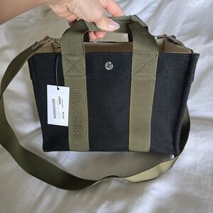 Black and Olive Canvas Tote Bag
